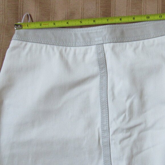 Belstaff Pencil Skirt, Leather Trim, Beige, sz.S, waist 26in,lined, cotton blend - Picture 2 of 8